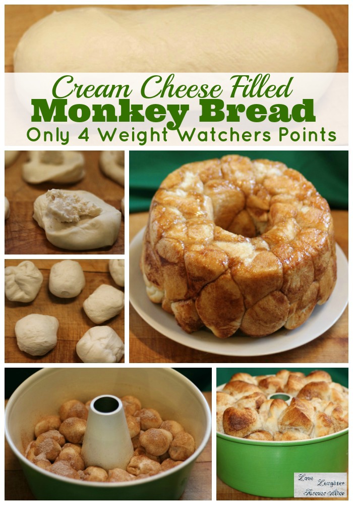 This monkey bread recipe with cream cheese is great to serve for breakfast and one serving is only 4 weight watchers points.