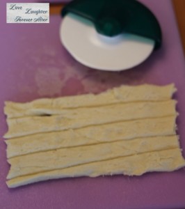 cut the dough into strips