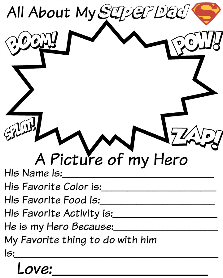 Free Father s Day Printable For Kids Who Is Your Super Hero 